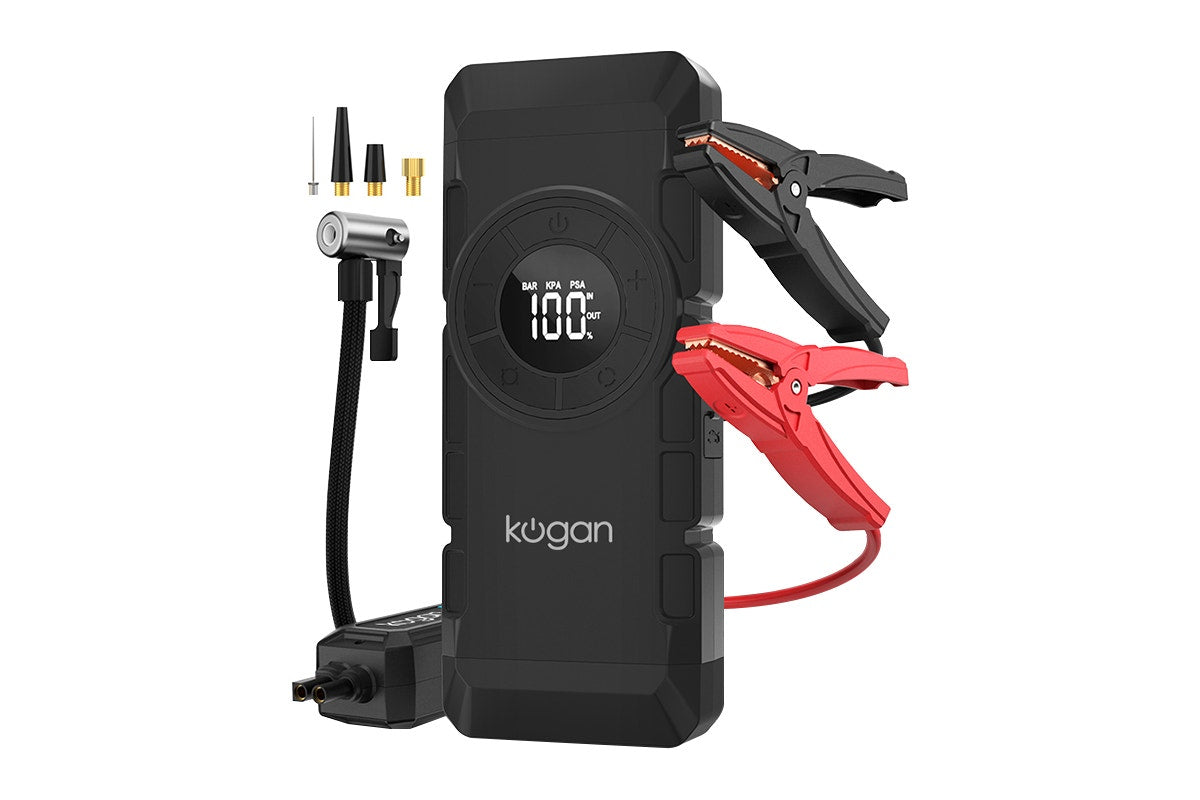 Kogan Portable Jump Starter with Air Compressor and Power Bank 3000A 16,000mAh