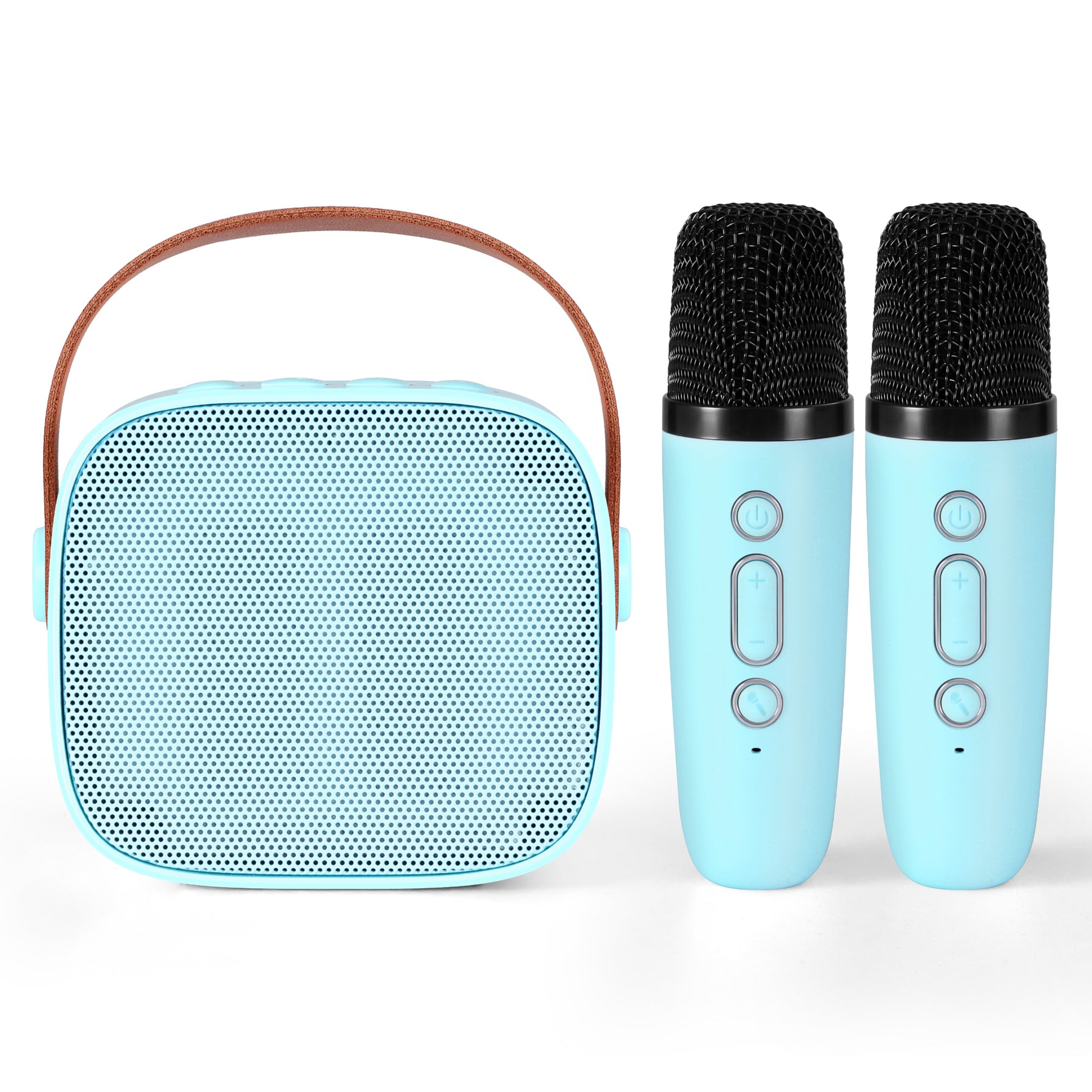 Alpha Mini Portable Karaoke Machine with 2 Wireless Microphones - Blue