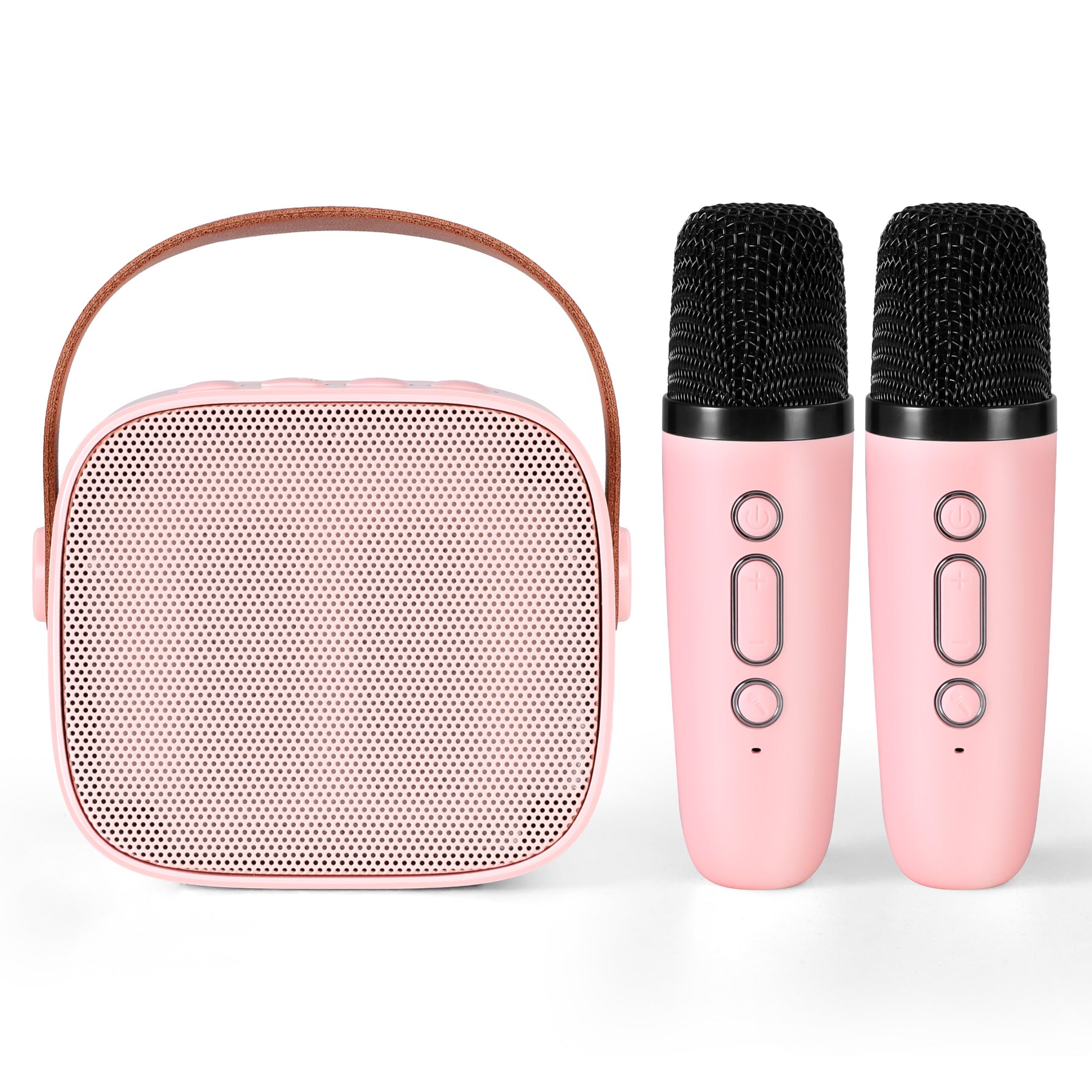 Alpha Mini Portable Karaoke Machine with 2 Wireless Microphones - Pink