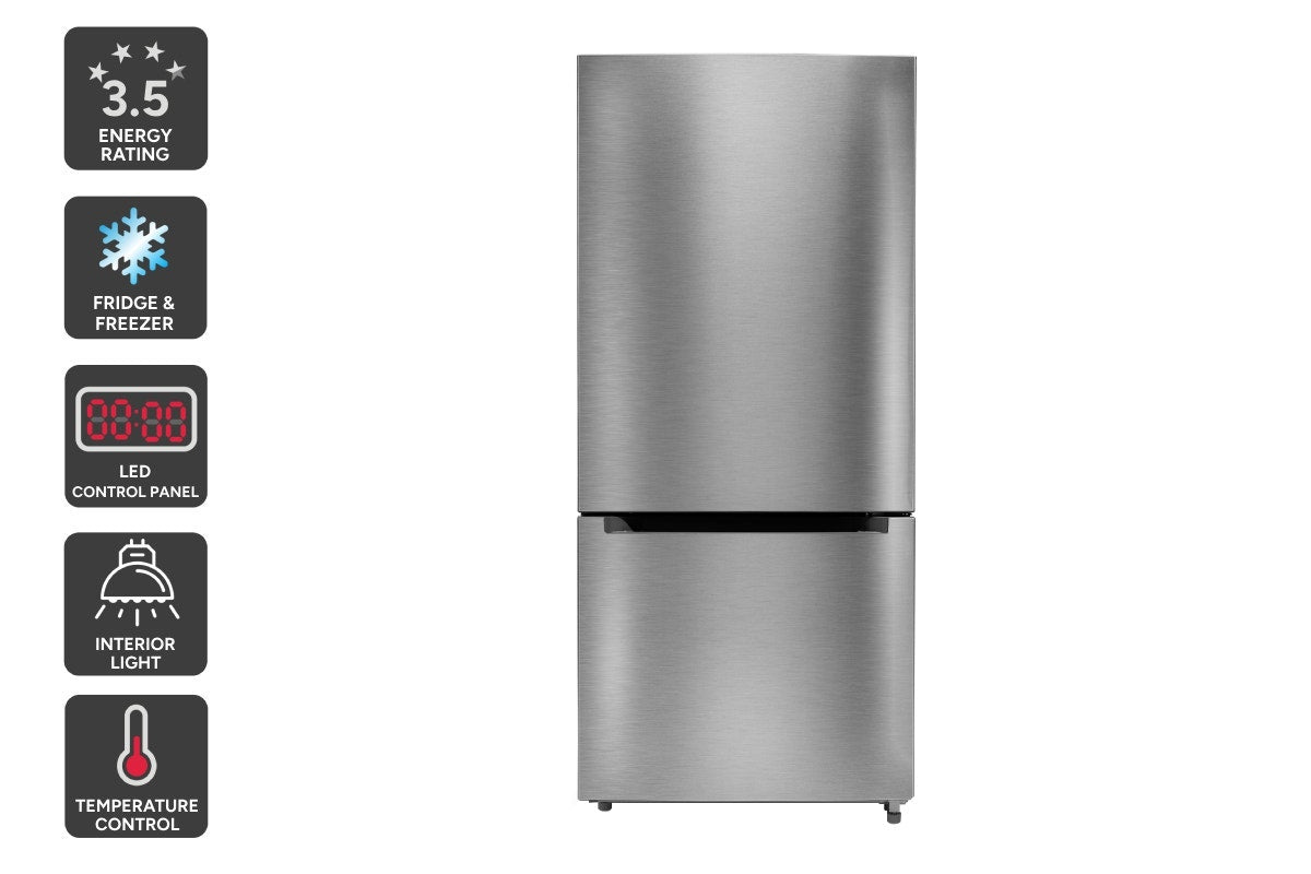 Kogan 529L Bottom Mount Fridge - Stainless Steel)