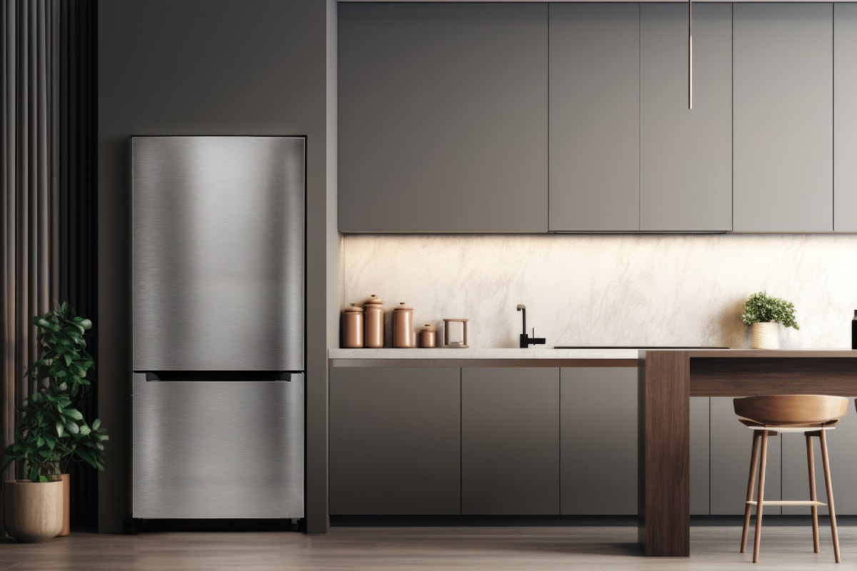Kogan 529L Bottom Mount Fridge - Stainless Steel)