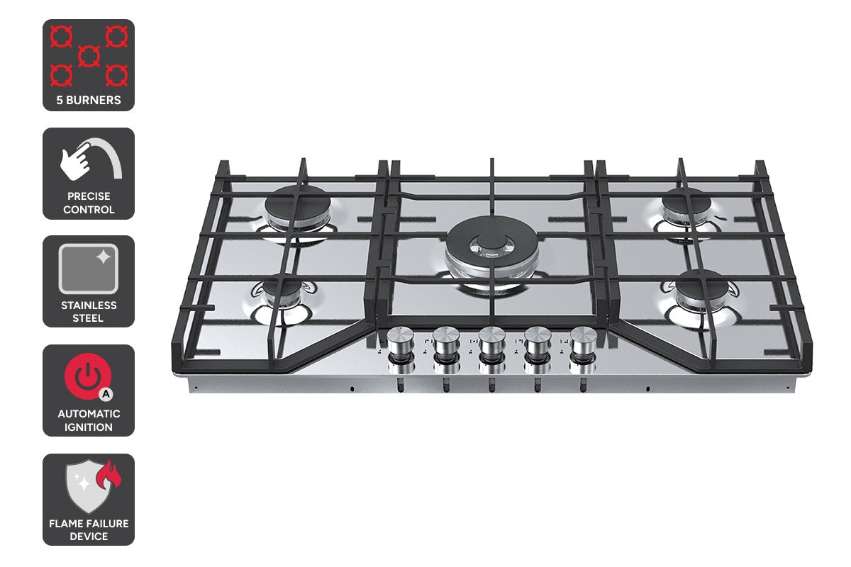 Kogan Gas Cooktop (Stainless Steel, 90cm)