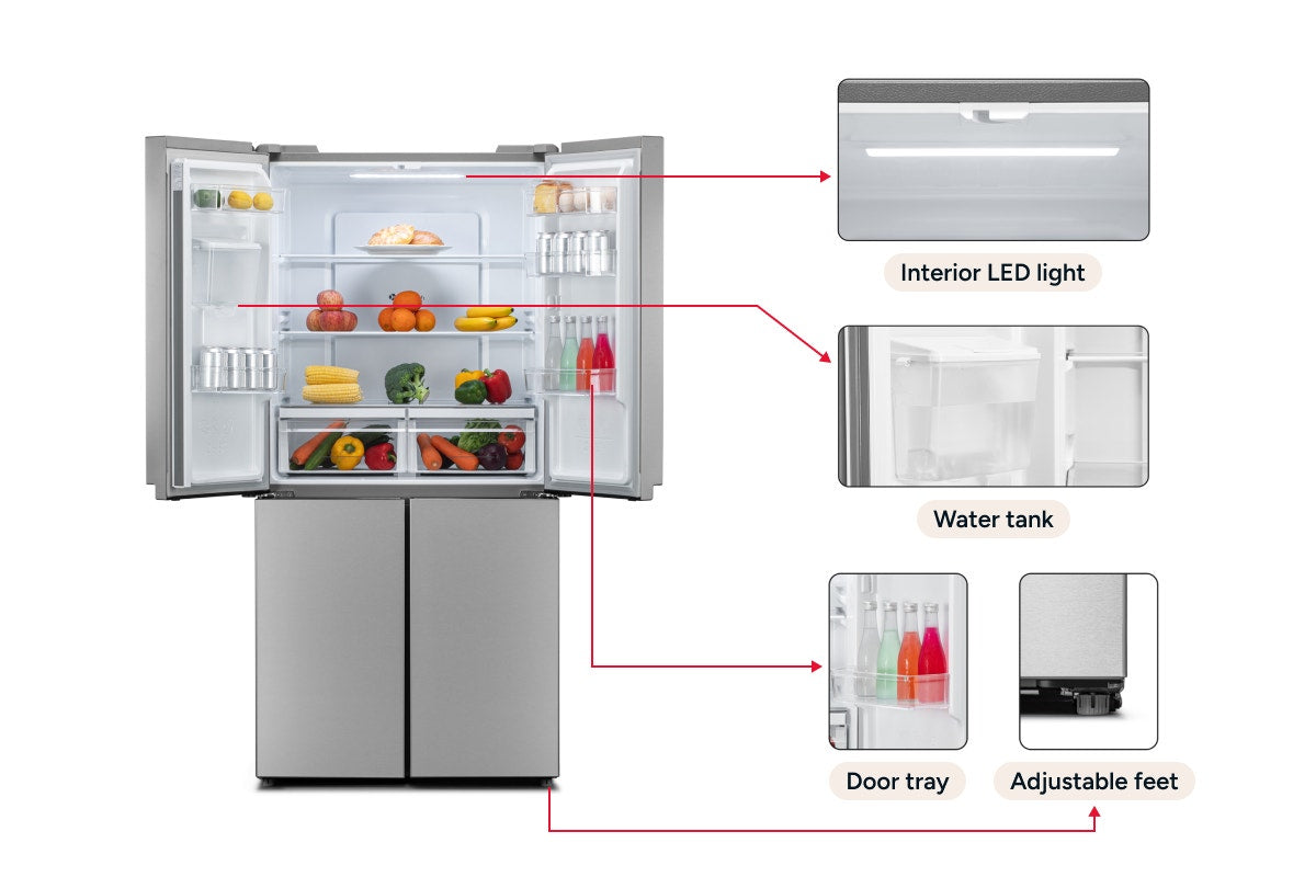 Kogan 490L French Door Fridge with Water Dispenser (Stainless Steel)