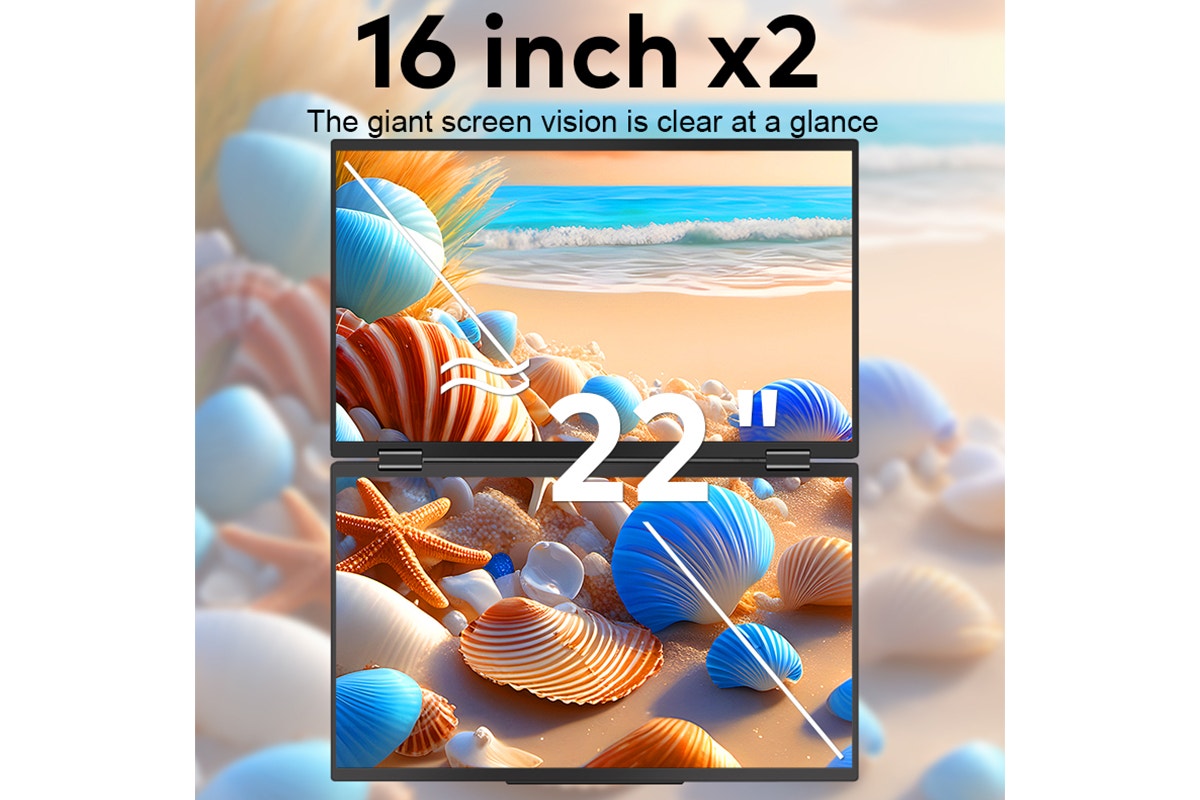 Kogan XPRESSO 16" FHD+ Stackable Dual Screen USB-C Portable Monitor (1920 x 1080)