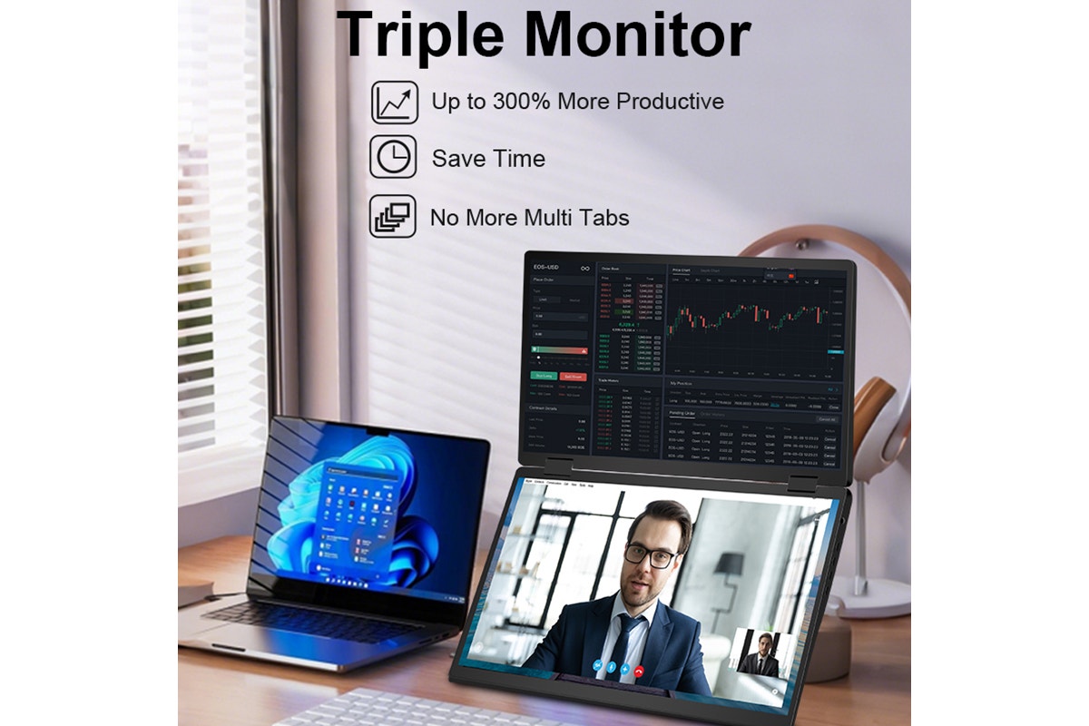Kogan XPRESSO 16" FHD+ Stackable Dual Screen USB-C Portable Monitor (1920 x 1080)