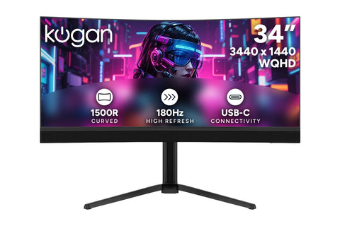 Kogan Infinity 34" Curved Ultrawide Mini-LED WQHD 180Hz USB-C Gaming Monitor - SuperSaverAU - view 1