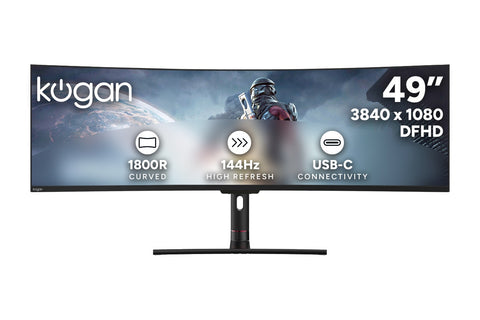 Kogan Infinity 49" Curved Ultrawide DFHD 144Hz USB-C Gaming Monitor (3840 x 1080)