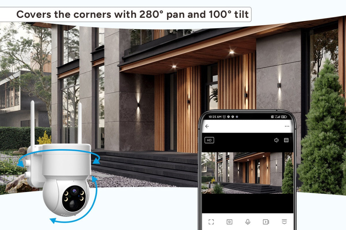 Kogan SmarterHome™ 4MP Outdoor PTZ Spotlight Smart Security Camera with Solar Panel