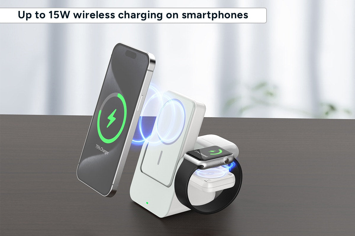 Kogan MagPulse 3-in-1 Wireless Charging Dock + 10000mAh MagSafe-Compatible Power Bank