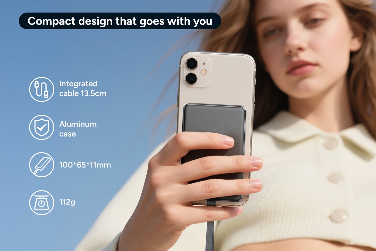 Kogan MagPulse 5000mAh Ultra Thin MagSafe Compatible Power Bank
