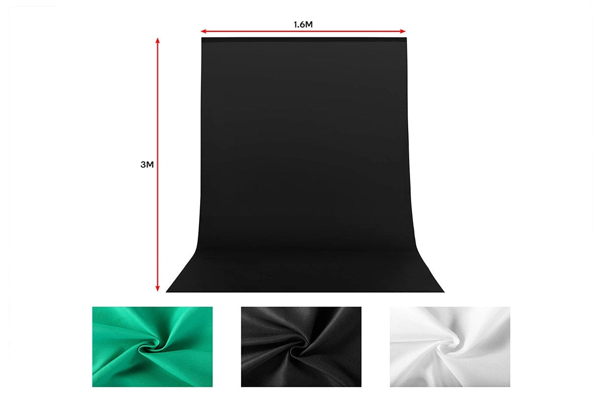 Kogan Photography Backdrops Set (Green/White/Black, 3 Pack)