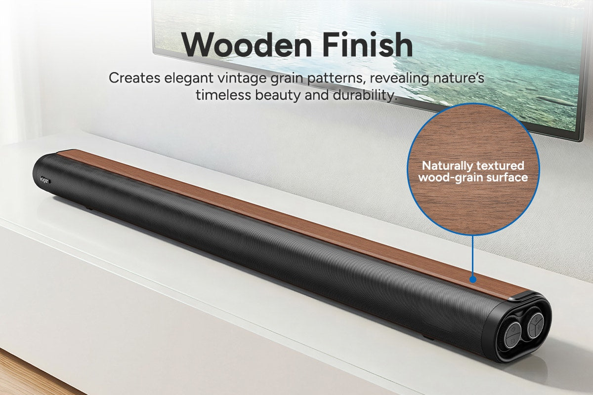 Kogan 3.1 Channel 230W Dolby Soundbar with Wireless Subwoofer (Wood-Grain Finish)