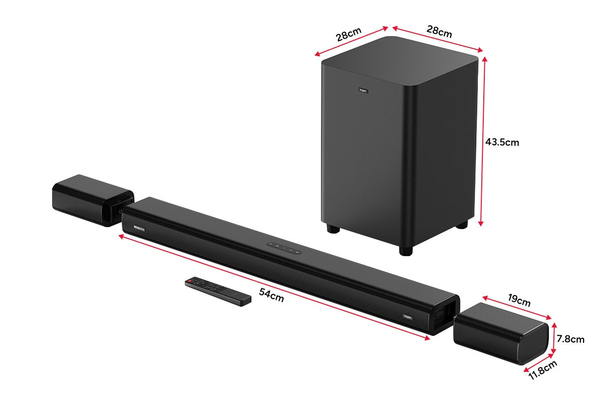Kogan 7.1.4 Channel Dolby Atmos Soundbar with Detachable Surround Speakers