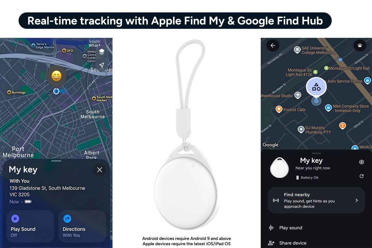 Kogan 2-in-1 Smart Tag Tracker for Apple Find My and Google Find Hub (2 Pack)
