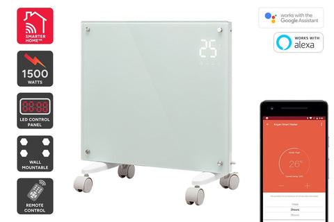 Kogan SmarterHome™ 1500W Premium Glass Panel Heater (White)