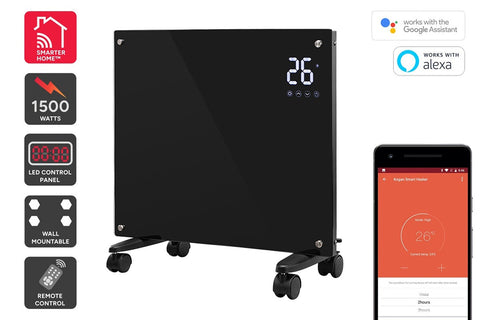 Kogan SmarterHome™ 1500W Premium Glass Panel Heater (Black)