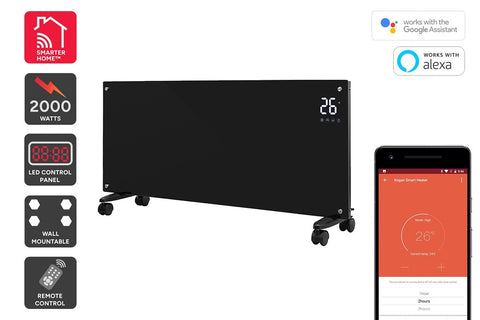 Kogan SmarterHome™ 2000W Premium Glass Panel Heater (Black)