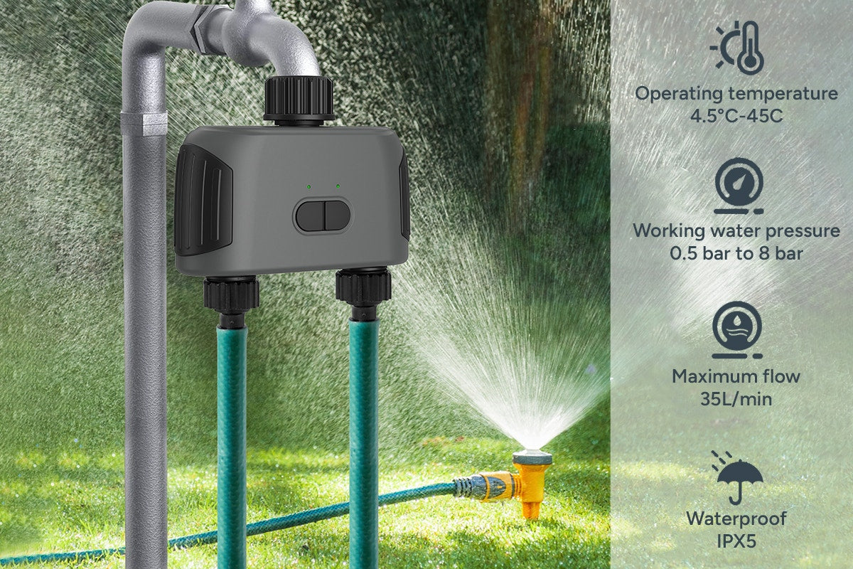 Kogan SmarterHome™ Bluetooth Garden Irrigation Water Timer with Dual Outlets
