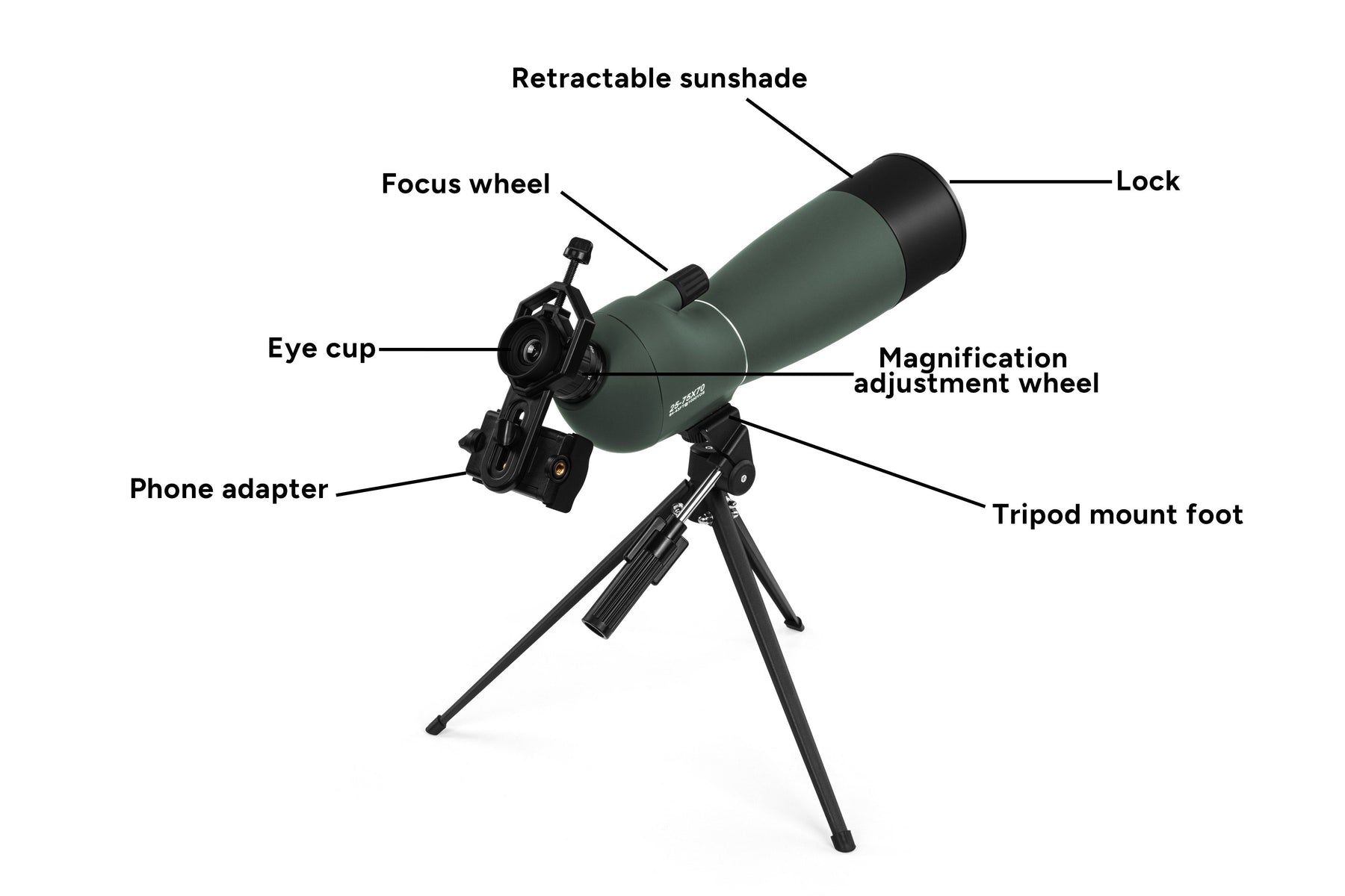 Kogan 25-75x70 Spotting Scope with Tripod and Phone Adapter Set - SuperSaverAU - view 6