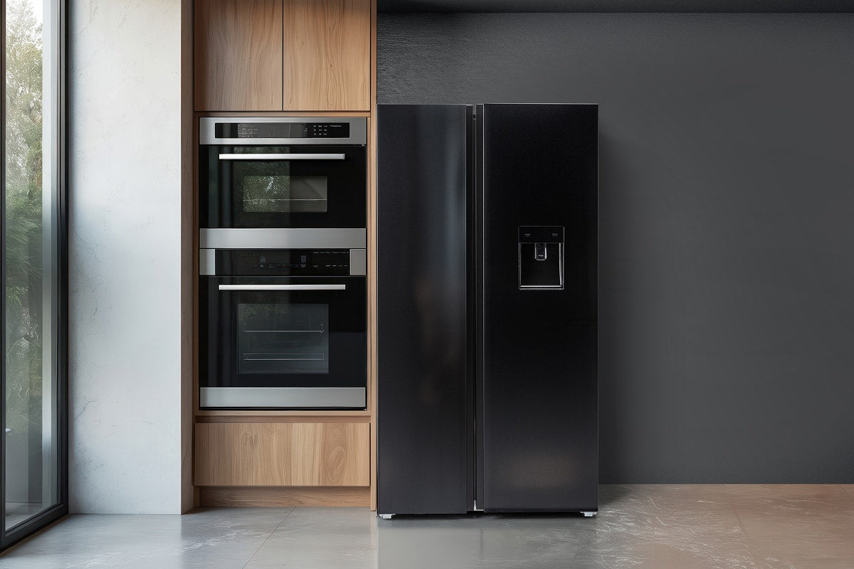 Kogan 631L Side by Side Fridge with Water Dispenser (Black Stainless Steel)
