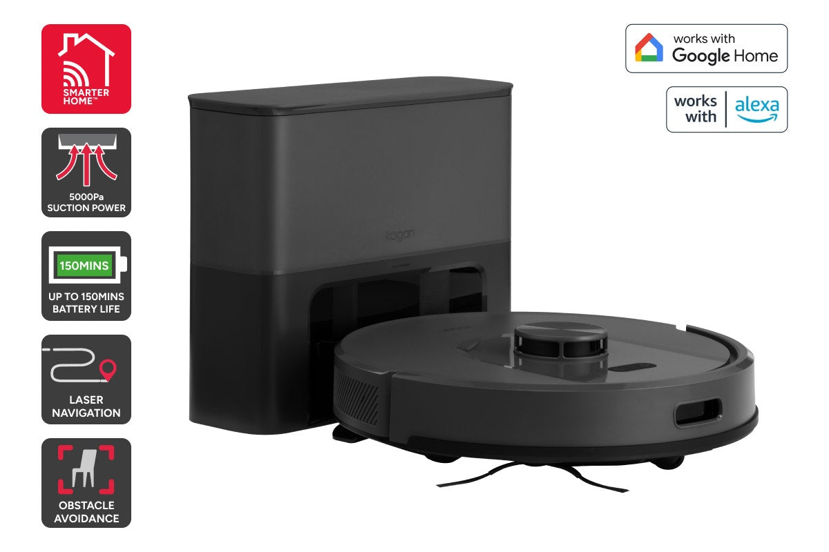 Kogan SmarterHome™ LX16 Pro Robot Vacuum Cleaner and Mop with Auto-Empty Dock (Graphite)