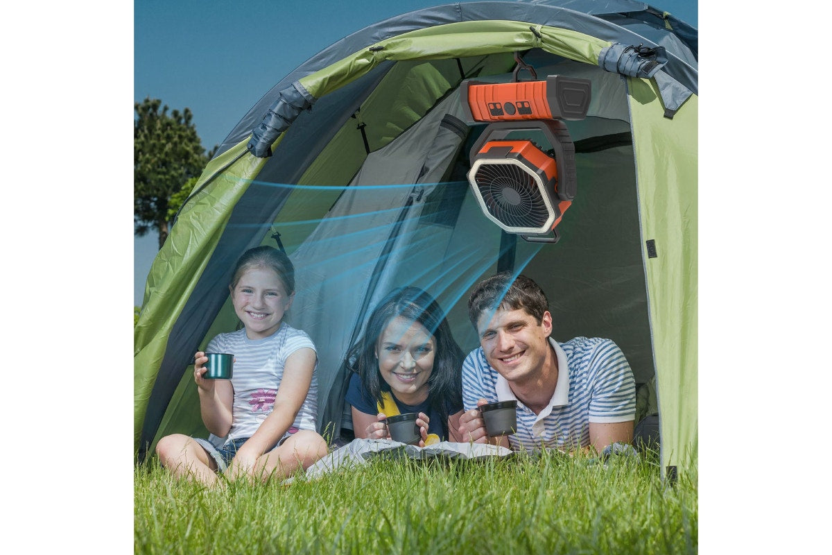 Kogan Cordless Rechargeable Fan with Light and Power Bank
