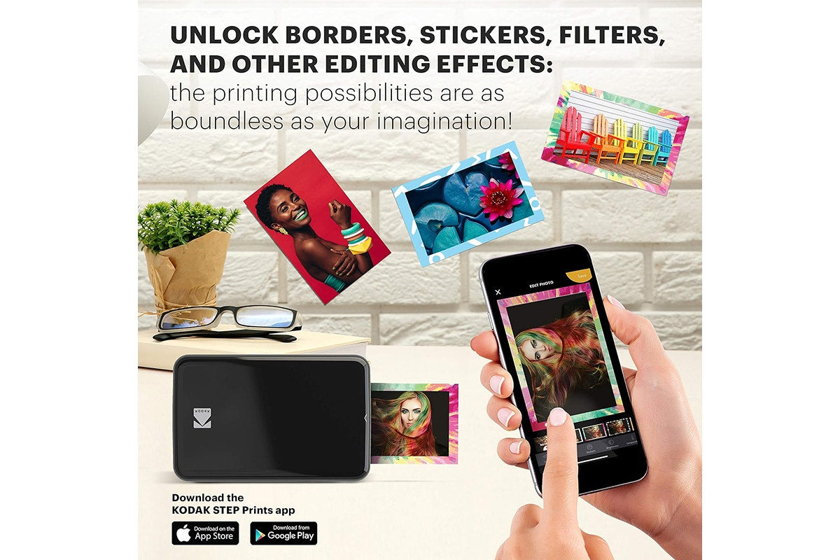 Kodak Step Instant Mobile Photo Printer and Photo Paper (Black, 50 Sheets)