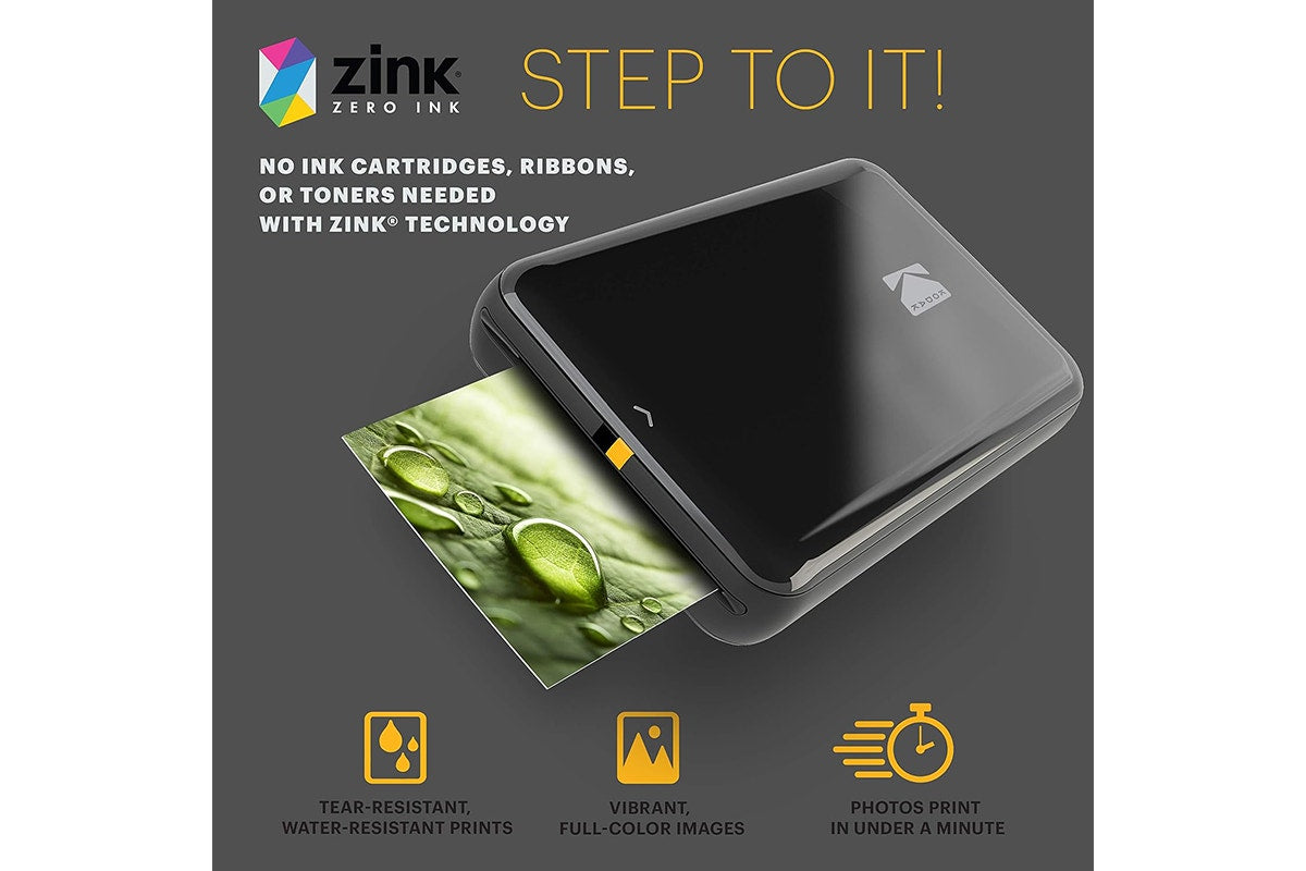 Kodak Step Instant Mobile Photo Printer and Photo Paper (Black, 50 Sheets)