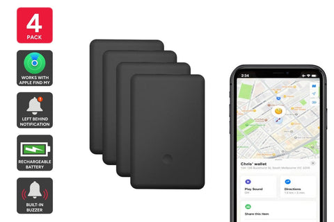 Kogan Smart Tag Rechargeable Wallet Tracker Card for Apple Find My (4 Pack)