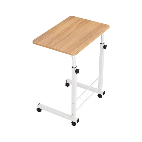 Artiss Mobile Laptop Desk with Adjustable Height & Casters - Light Wood - SuperSaverAU - view 1