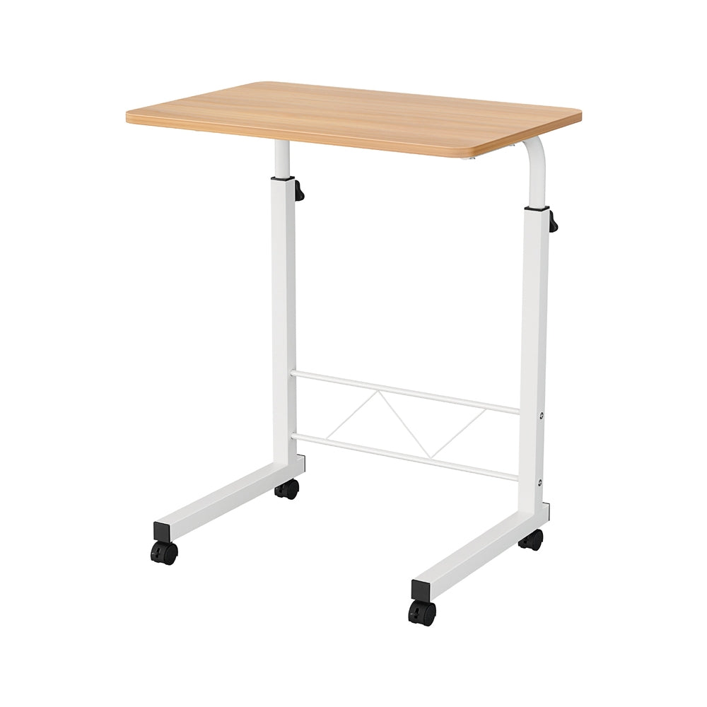Artiss Mobile Laptop Desk with Adjustable Height & Casters - Light Wood - SuperSaverAU - view 3