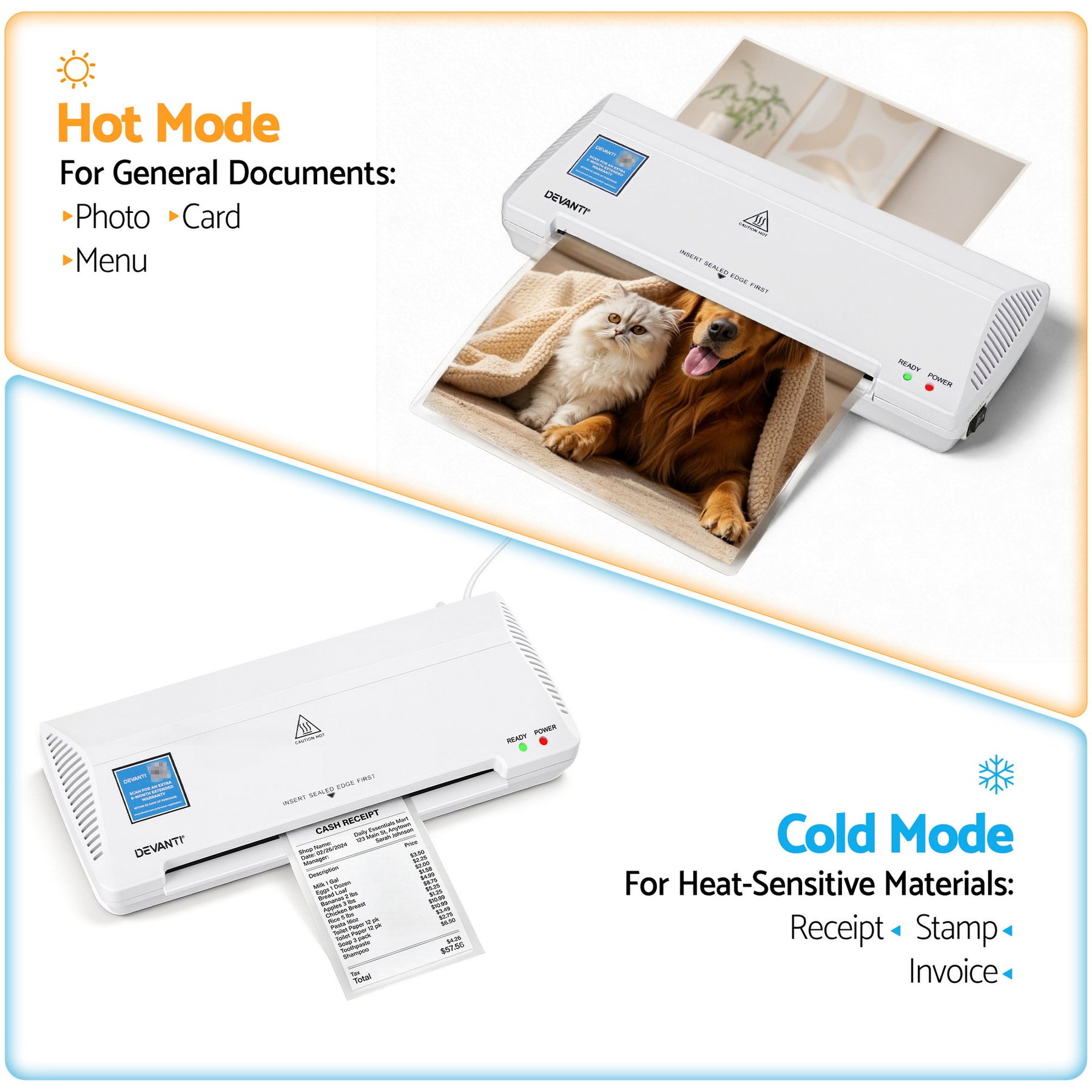 Devanti A4 Laminator Machine – White Hot & Cold Lamination