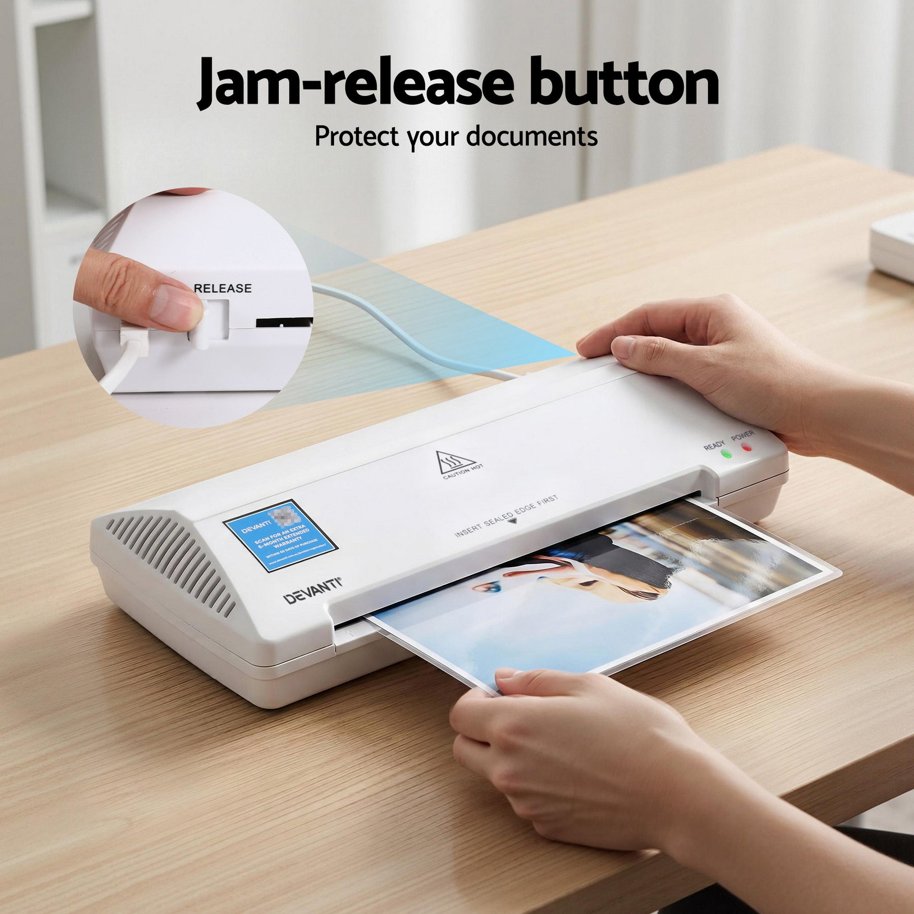 Devanti A4 Laminator Machine – White Hot & Cold Lamination