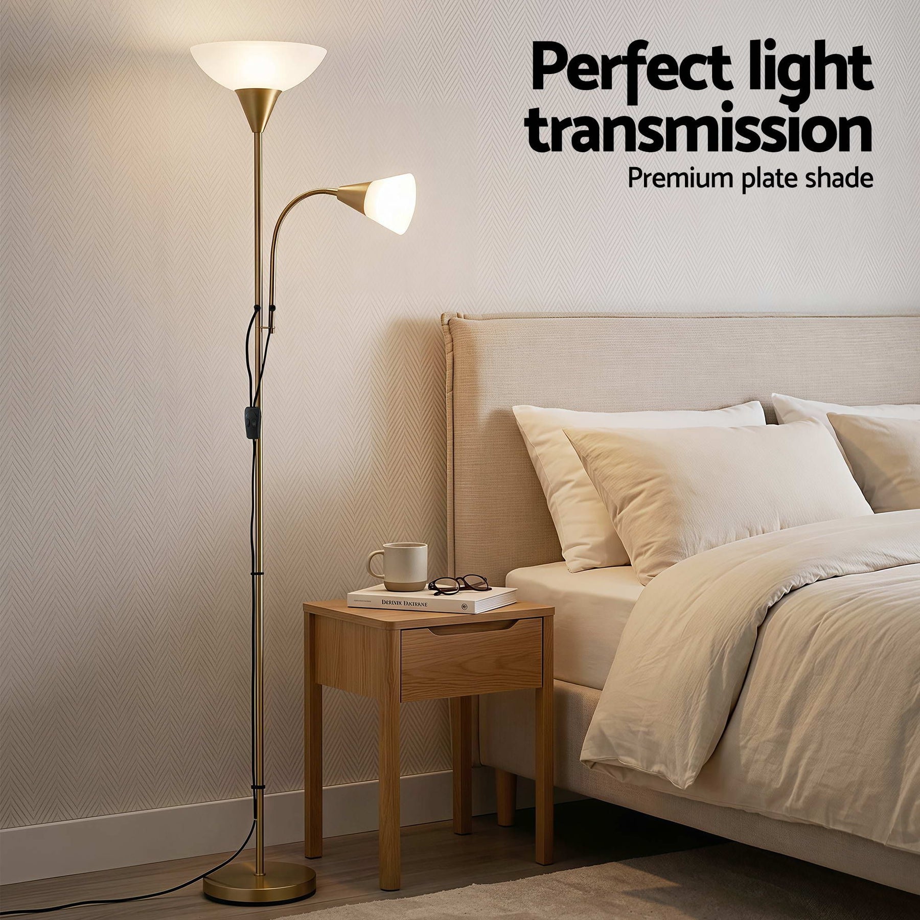 Artiss Gold Mother and Child Floor Lamp with Reading Light