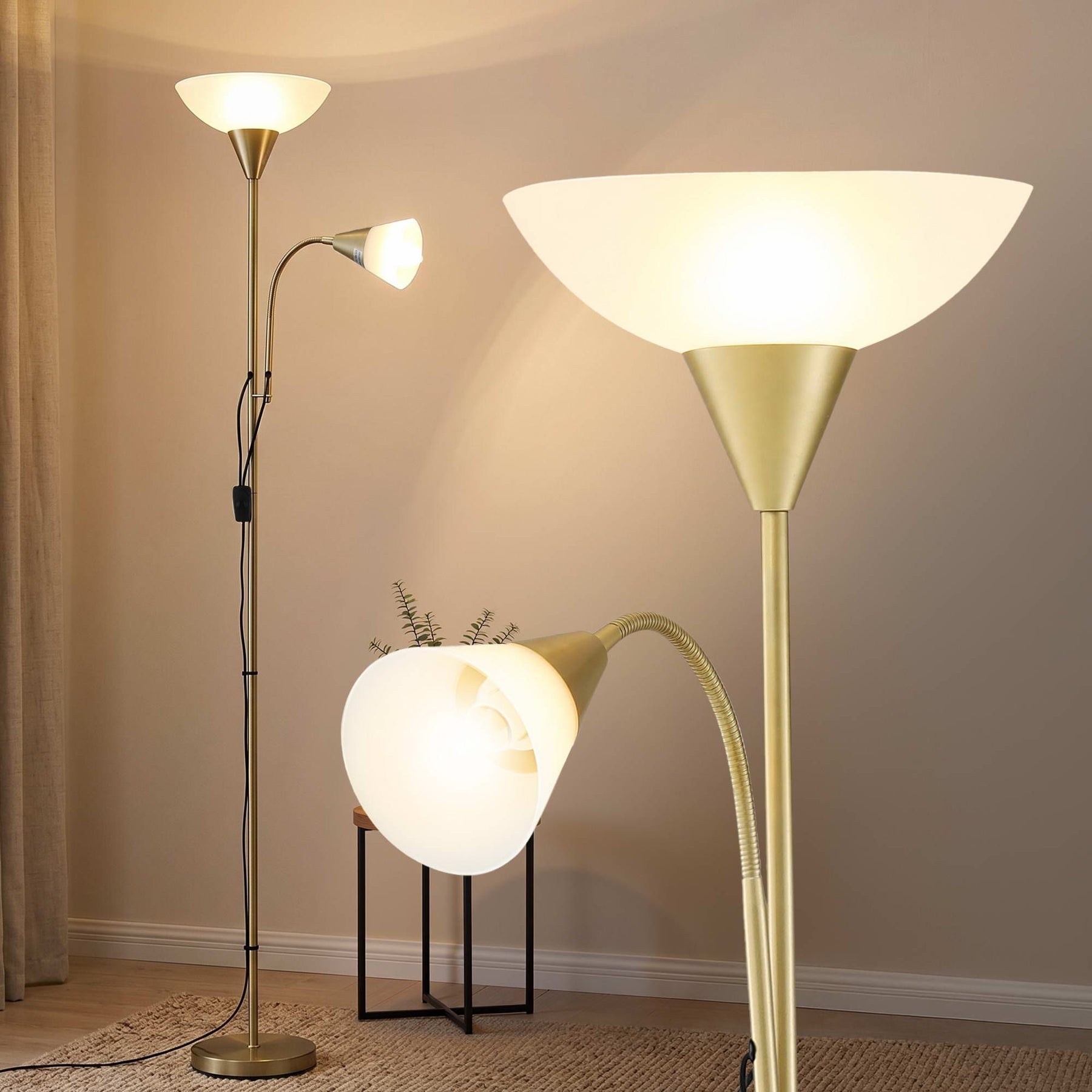 Artiss Gold Mother and Child Floor Lamp with Reading Light