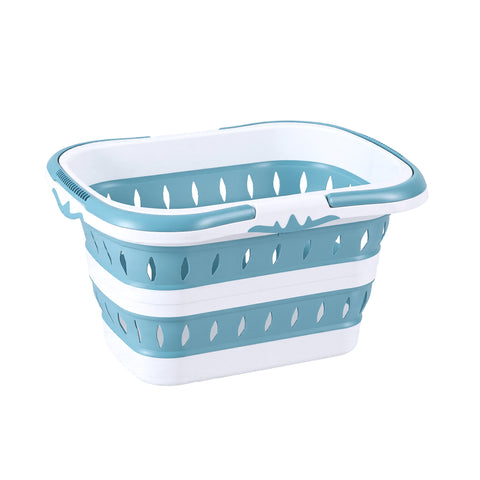 Artiss Foldable Laundry Basket – Blue & White with Non-Slip Handles