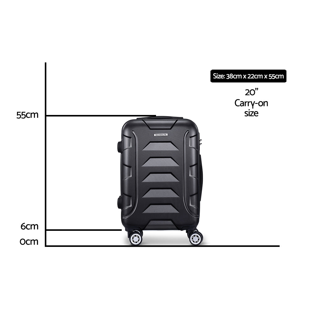 Wanderlite 20" Hard Shell Luggage with Code Lock & Dual Wheels - Black - SuperSaverAU - view 2
