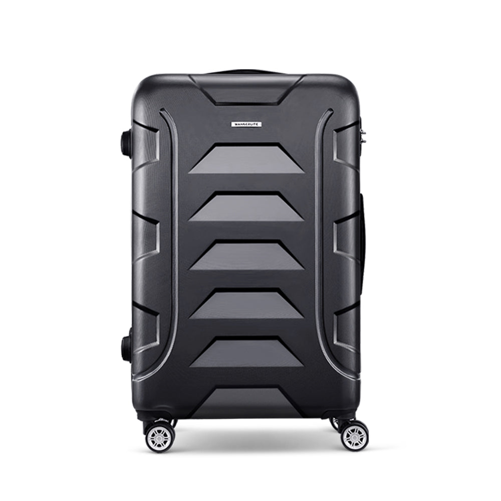 Wanderlite 28" Hard Shell Luggage with TSA Lock, 360° Spinner Wheels, Black - SuperSaverAU - view 3