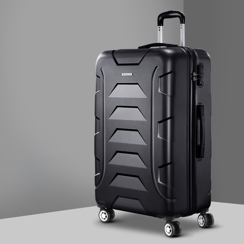 Wanderlite 28" Hard Shell Luggage with TSA Lock, 360° Spinner Wheels, Black - SuperSaverAU - view 1