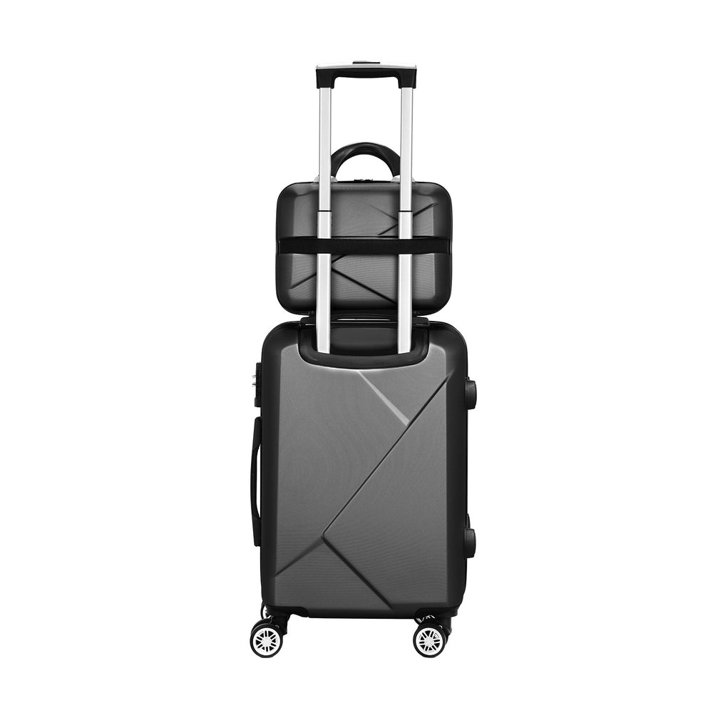Wanderlite 2-Piece Luggage Set 20" & 12" Hard Shell with TSA Lock - Black - SuperSaverAU - view 3
