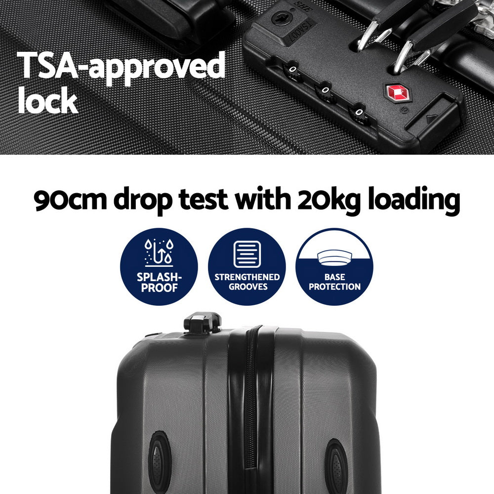 Wanderlite 2-Piece Luggage Set 20" & 12" Hard Shell with TSA Lock - Black - SuperSaverAU - view 5