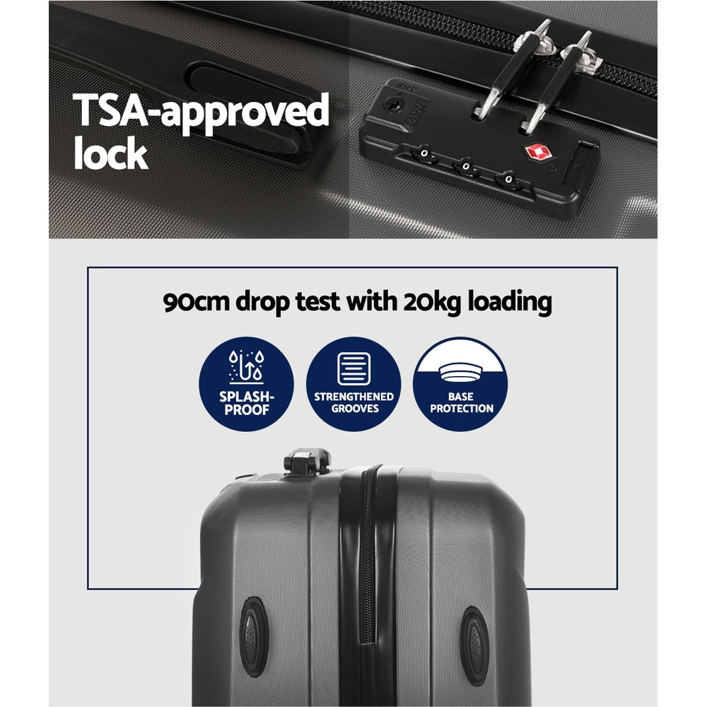 Wanderlite 2-Piece Luggage Set 20" & 12" Hard Shell with TSA Lock - Dark Grey - SuperSaverAU - view 4