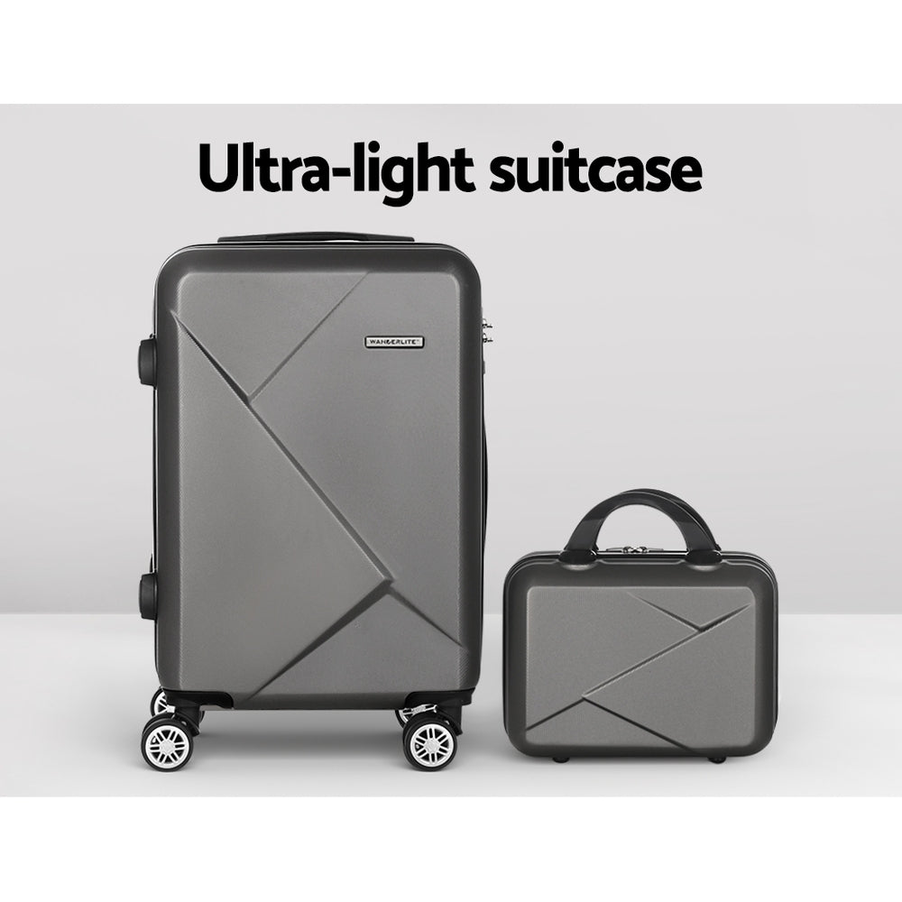 Wanderlite 2-Piece Luggage Set 20" & 12" Hard Shell with TSA Lock - Dark Grey - SuperSaverAU - view 5