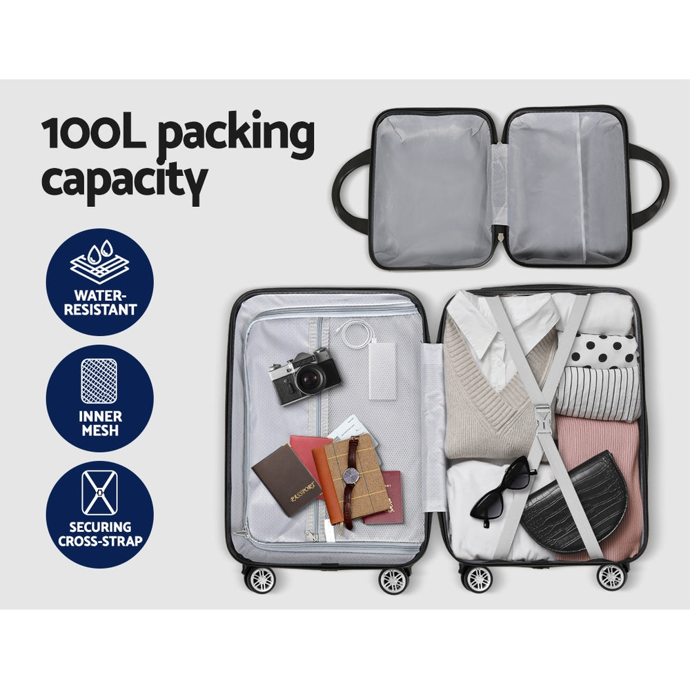 Wanderlite 2-Piece Luggage Set 20" & 12" Hard Shell with TSA Lock - Dark Grey - SuperSaverAU - view 6