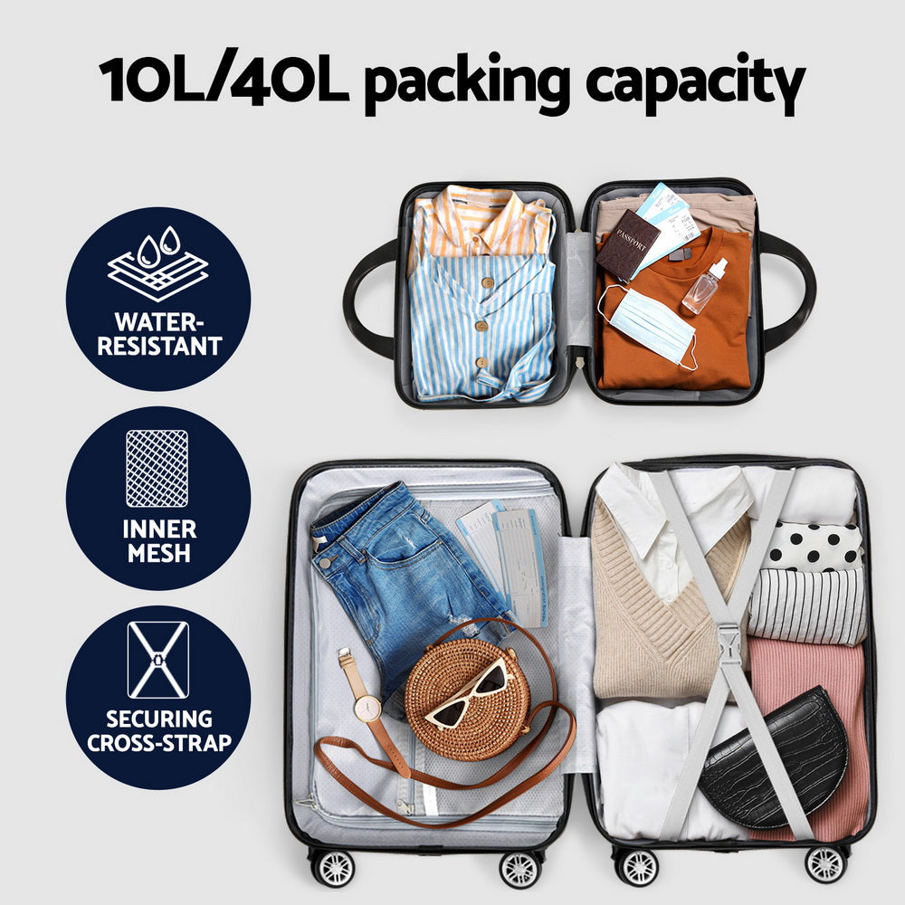 Wanderlite 2-Piece Luggage Set 20" & 12" Hard Shell Rose Gold TSA Lock - SuperSaverAU - view 5