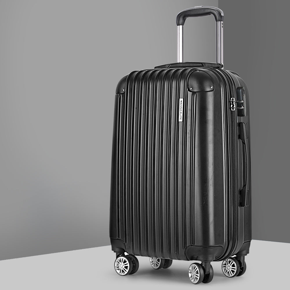 Wanderlite 28" Hard Shell Luggage Case with TSA Lock & Spinner Wheels - Black - SuperSaverAU - view 1