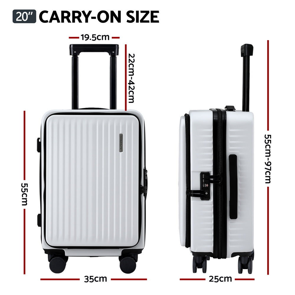 Wanderlite 20" Carry-On Luggage with Front Pocket, Laptop Compartment, Dual TSA Locks - SuperSaverAU - view 2