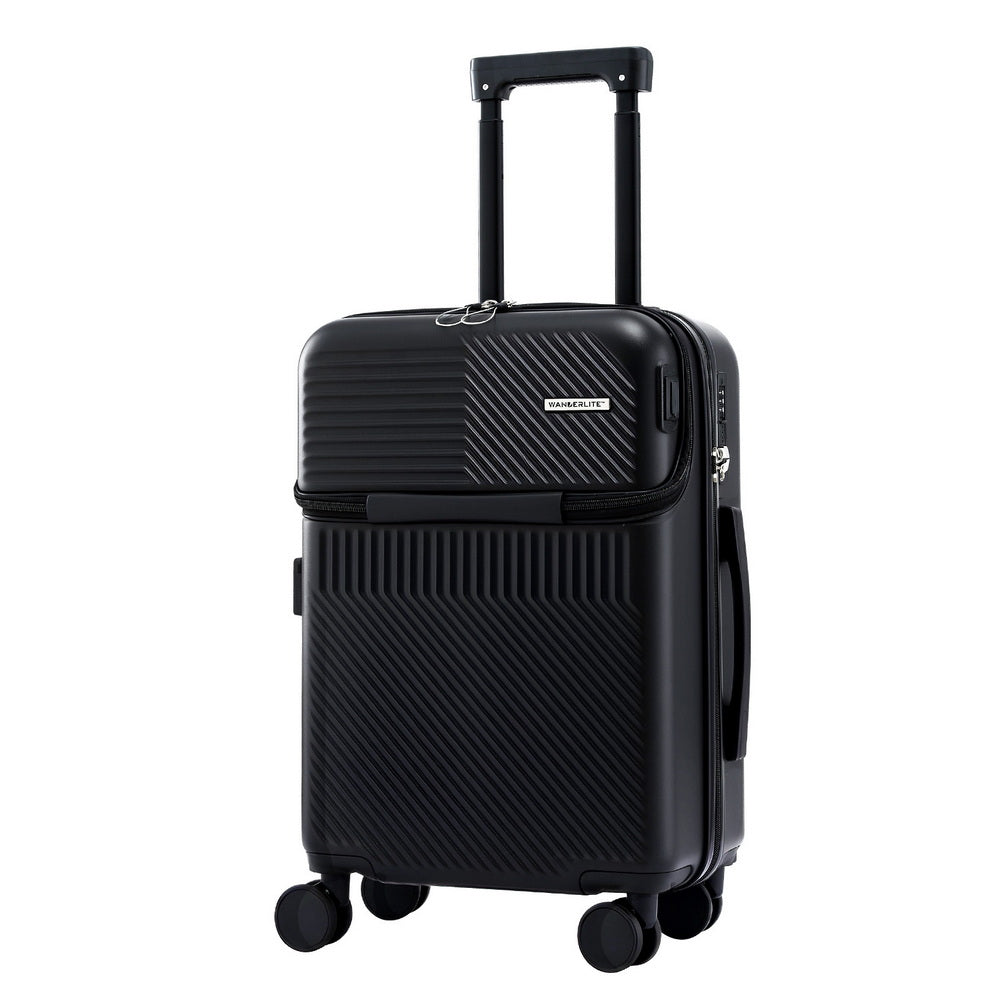 Wanderlite 20" Carry-On Luggage with Front Pocket, TSA Lock, 40L Capacity, Black - SuperSaverAU - view 1