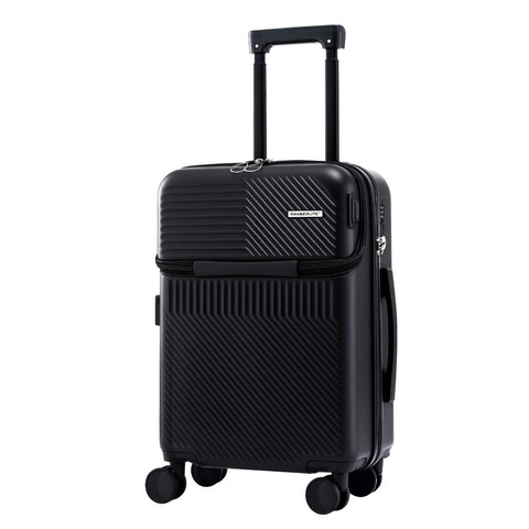 Wanderlite 20" Carry-On Luggage with Front Pocket, TSA Lock, 40L Capacity, Black - SuperSaverAU - view 1