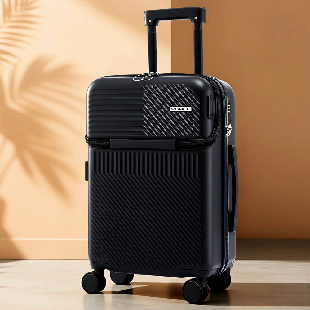 Wanderlite 20" Carry-On Luggage with Front Pocket, TSA Lock, 40L Capacity, Black - SuperSaverAU - view 7